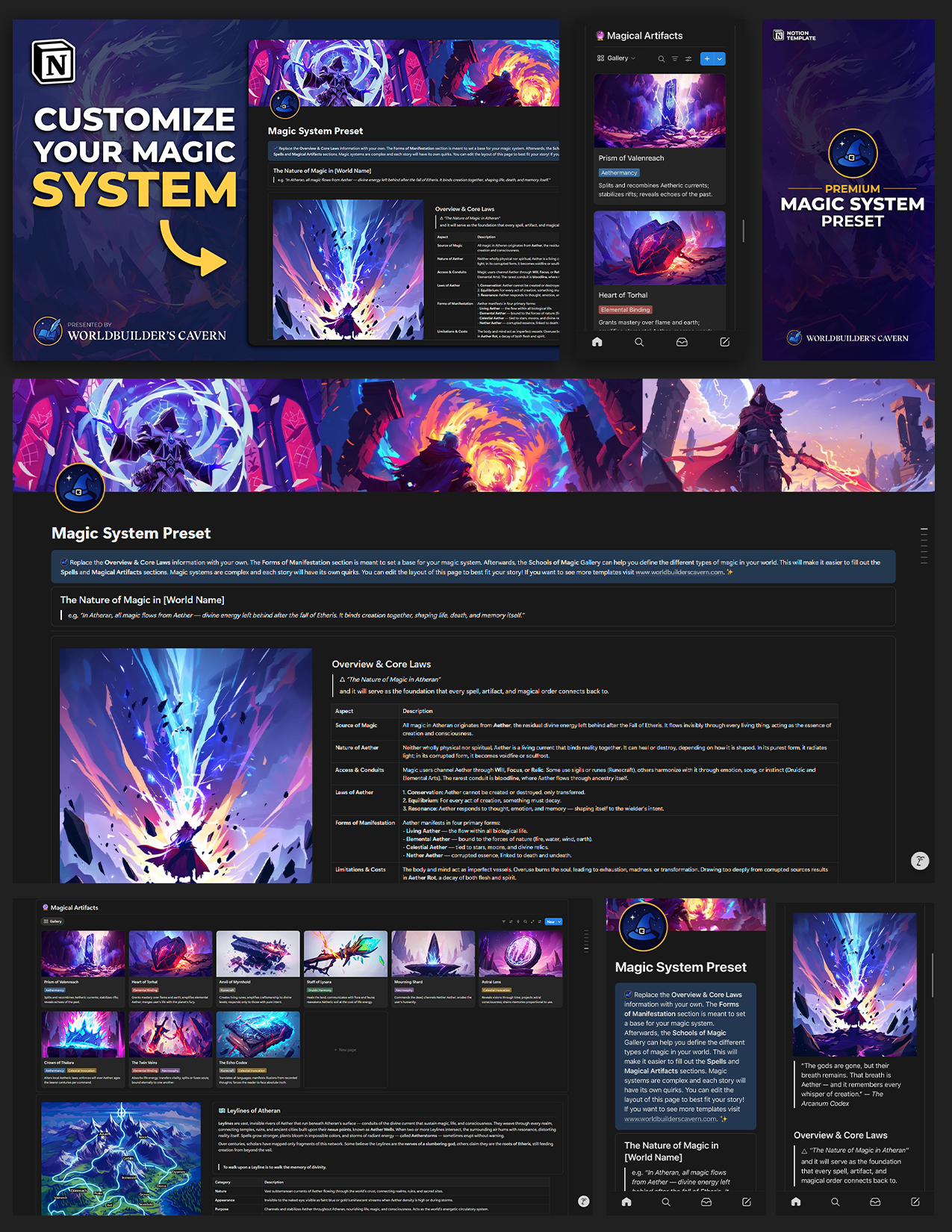[PREMIUM] Worldbuilding: Magic System Preset (Notion Template)