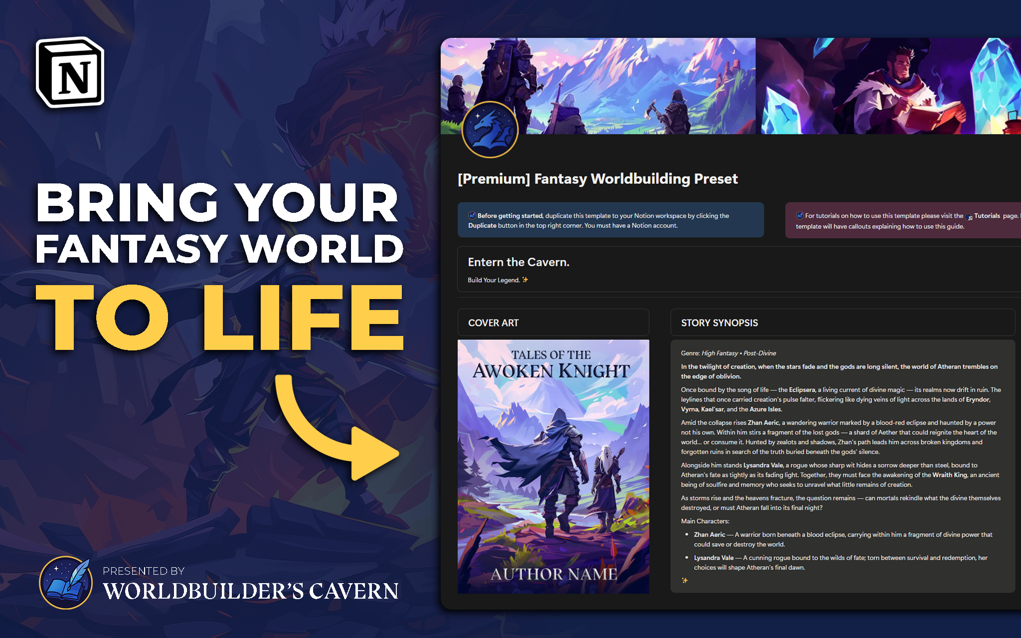 [PREMIUM] Fantasy Worldbuilding Preset (Notion Template)