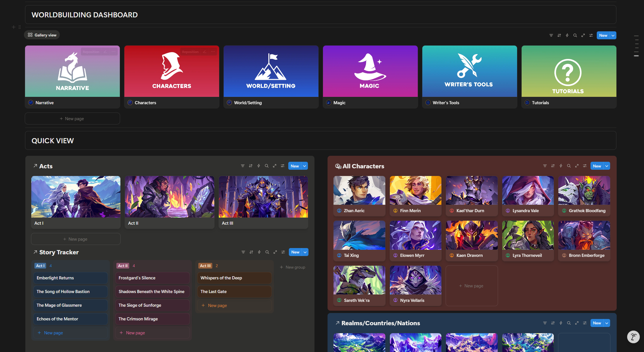 [PREMIUM] Fantasy Worldbuilding Preset (Notion Template)