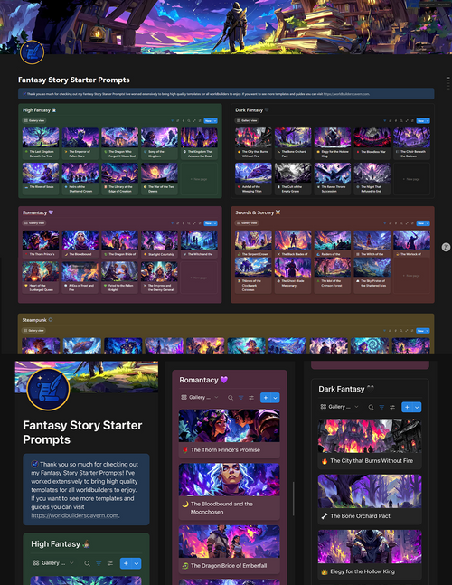 Fantasy Story Starter Prompts (Notion Template)